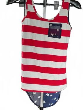 Favolook Reversible Sleeveless Tank Top with Stars and Stripes Design Small